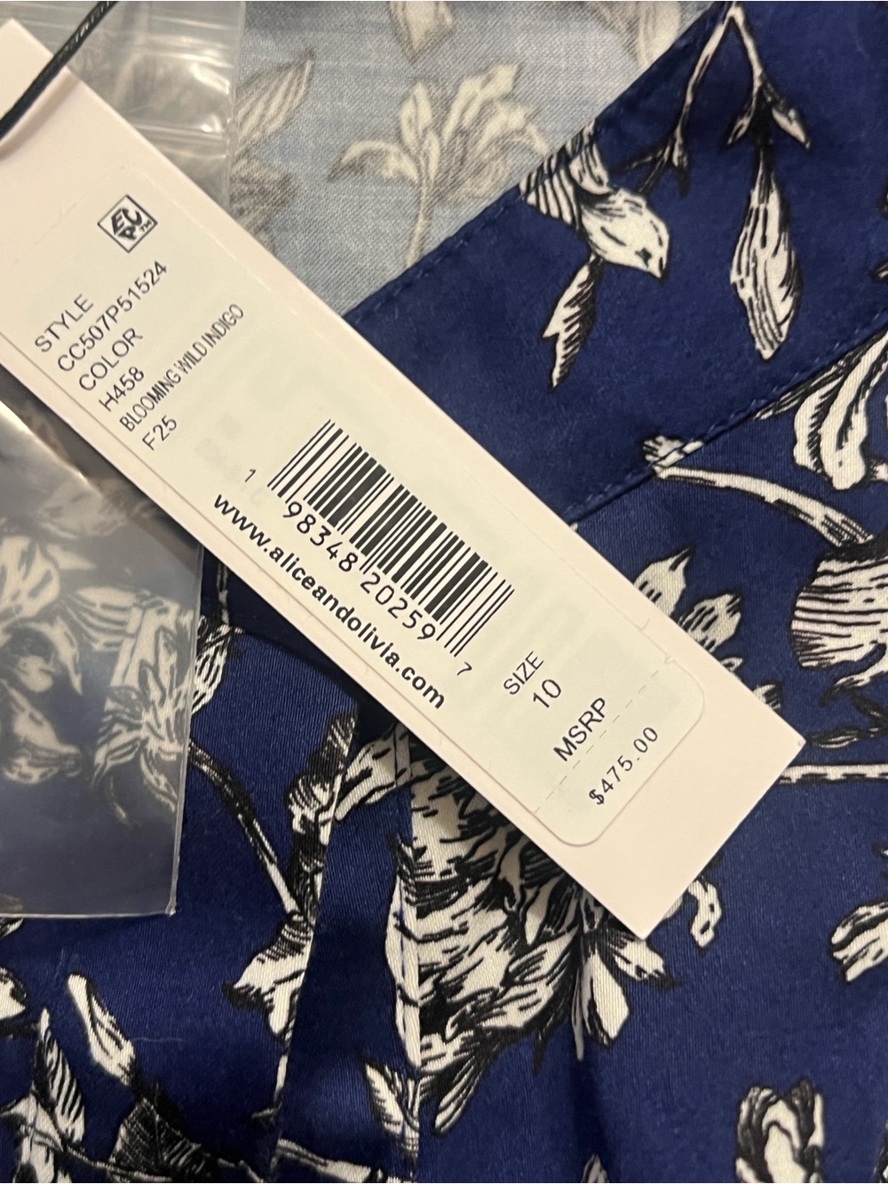 Alice & Olivia NWT Blue Lucy Floral Tassel Trim Mini Dress Sizes 8 & 10 - Picture 14 of 14